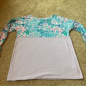 Lilly Pulitzer Women's Finn Top Shirt Sz S Long Sleeve Multi In Full Bloom